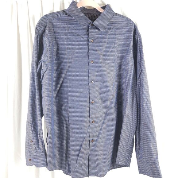 Hart Schaffner Marx Mens XL Blue Cotton Long Sleeve Button Down Dress Shirt - Picture 2 of 9